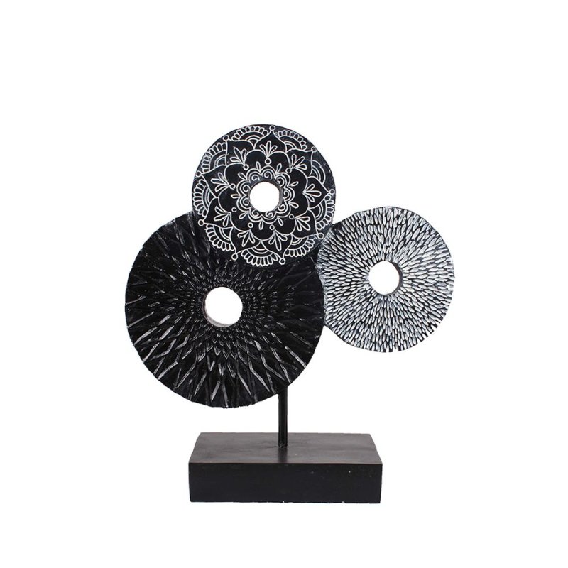DISCUS DECO POLYRESIN ΜΑΥΡΟ ΓΚΡΙ 30x10xH32,5cm