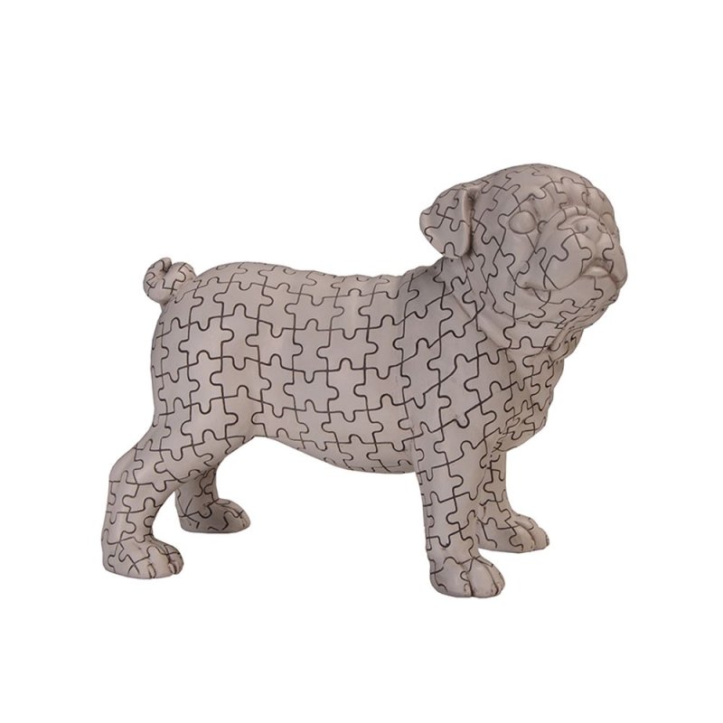 PUZZLE 1 DECO ΣΚΥΛΟΣ POLYRESIN ΛΕΥΚΟ ΜΑΥΡΟ 22,5x11,6xH18cm