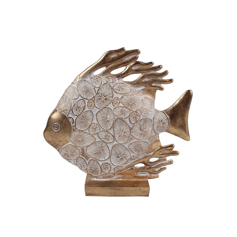 TROPISCH 1 DECO ΨΑΡΙ POLYRESIN ΧΡΥΣΟ ΛΕΥΚΟ 25x6,5xH24,5cm