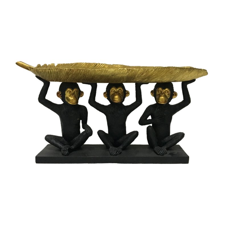 SIMIA DECO POLYRESIN ΜΑΥΡΟ ΧΡΥΣΟ 39,5x13,5xH19cm