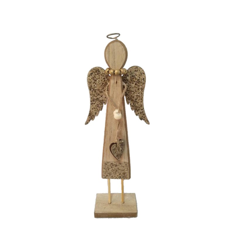 XMAS DORO 3 ΑΓΓΕΛΟΣ MDF ΦΥΣΙΚΟ ΧΡΥΣΟ 7x4xH29cm