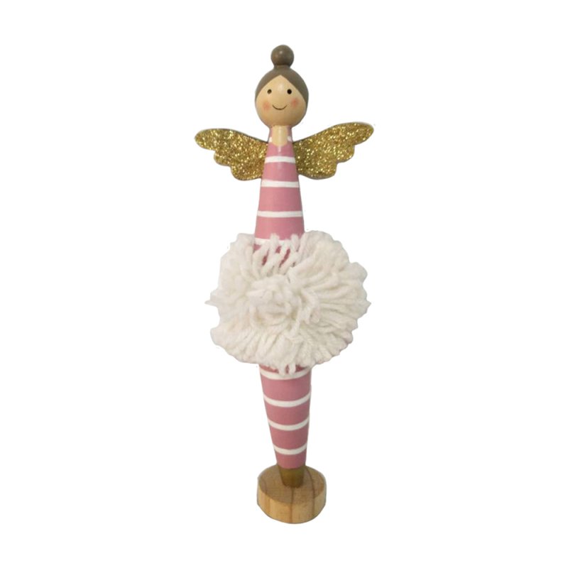 XMAS BALLET 2 ΑΓΓΕΛΟΣ PLYWOOD ΡΟΖ ΛΕΥΚΟ 9,5x4xH24,5cm