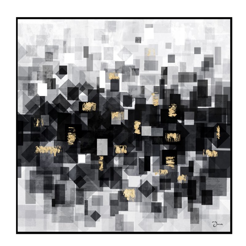 FUTURE ΠΙΝΑΚΑΣ ΚΑΜΒΑΣ ΜΑΥΡΟ ΛΕΥΚΟ ΞΥΛΟ ΓΚΡΙ 100x100xH3cm