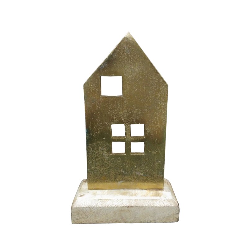 CASA DECO ΣΠΙΤΙ ΞΥΛΟ BRASS ΦΥΣΙΚΟ 10x5xH18cm