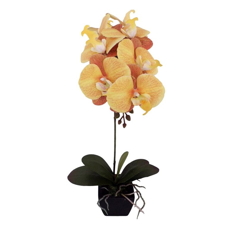 ORCHIDEA 1 ΤΕΧΝΗΤΟ ΦΥΤΟ PEVA ΚΕΡΑΜΙΚΟ ΚΙΤΡΙΝΟ ΠΟΡΤΟΚΑΛΙ 30x11xH63cm