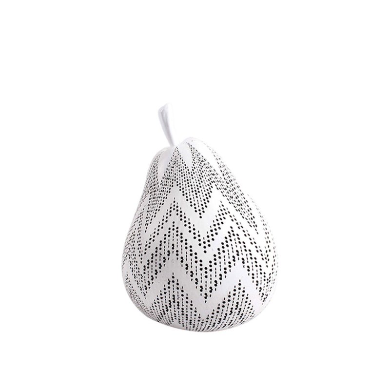 KERNEL DECO ΑΧΛΑΔΙ POLYRESIN ΛΕΥΚΟ ΜΑΥΡΟ D13xH18cm