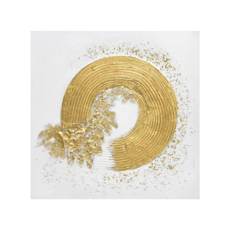 PIUTO GOLD ΠΙΝΑΚΑΣ ΚΑΜΒΑΣ ΛΕΥΚΟ ΧΡΥΣΟ ΞΥΛΟ 60x60xH3cm