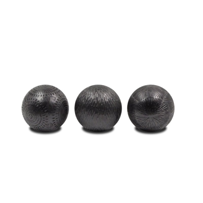 SEBABI DECO ΜΠΑΛΑ SET 3ΤΜΧ POLYRESIN ΜΑΥΡΟ
