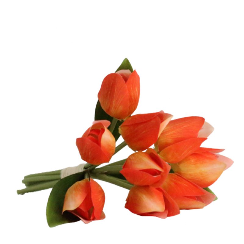 TULIPE ΤΕΧΝΗΤΟ ΜΠΟΥΚΕΤΟ ΥΦΑΣΜΑ POLYESTER ΠΟΡΤΟΚΑΛΙ D16xH30cm