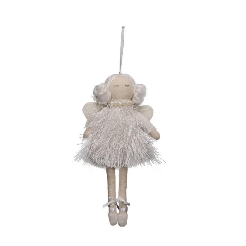 XMAS DREAM WHITE ANGEL 2 ΔΙΑΚΟΣΜΗΤΙΚΟ ΥΦΑΣΜΑ ΛΕΥΚΟ ΜΠΕΖ 9xH20cm