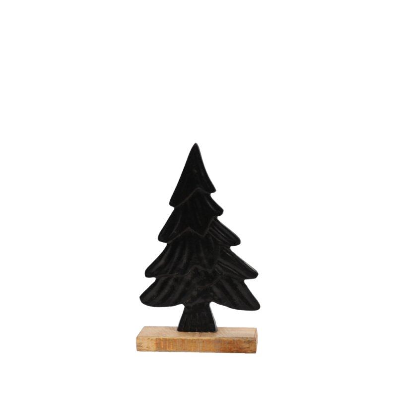 XMAS POLE ΔΕΝΤΡΟ ΑΛΟΥΜΙΝΙΟ ΞΥΛΟ MANGO ΜΑΥΡΟ ΦΥΣΙΚΟ 14x6xH22,5cm