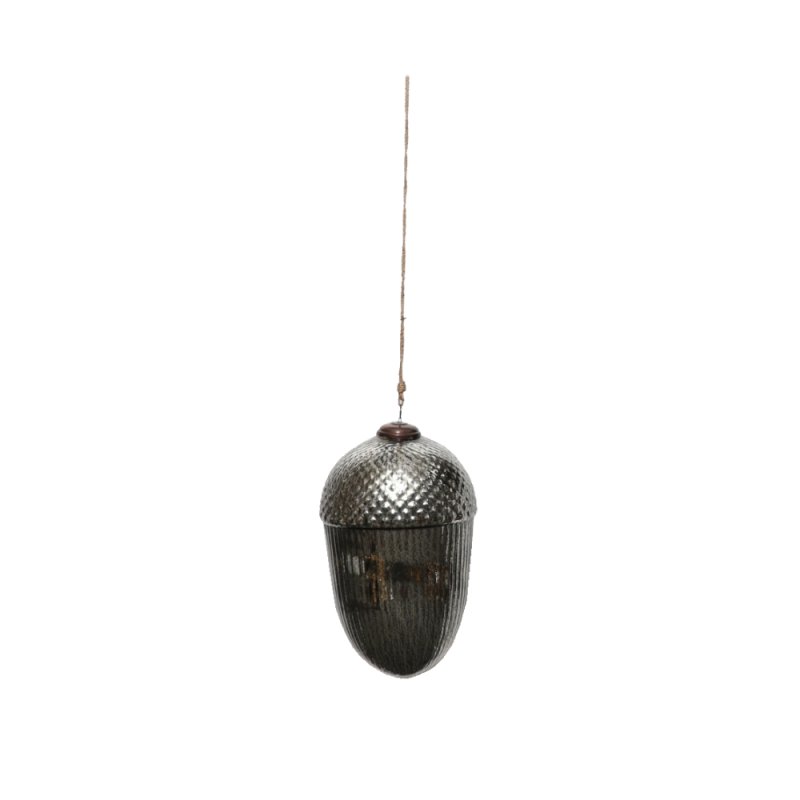XMAS COCOON ΚΡΕΜΑΣΤΗ ΜΠΑΛΑ ΓΥΑΛΙ ΜΑΥΡΟ ΑΝΤΙΚΕ D10xH14cm