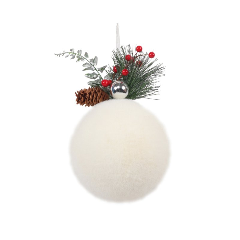 XMAS POWDER 2 ΚΡΕΜΑΣΤΗ ΜΠΑΛΑ POLYFOAM ΠΛΑΣΤΙΚΟ ΛΕΥΚΟ ΠΡΑΣΙΝΟ D15xH25cm
