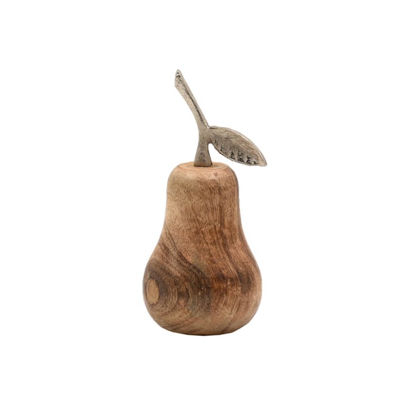 POIRE DECO ΑΧΛΑΔΙ ΞΥΛΟ MANGO ΦΥΣΙΚΟ ΑΣΗΜΙ 9x9xH20cm