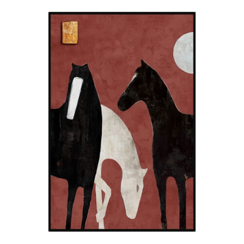 FUTURO HORSE ΠΙΝΑΚΑΣ ΔΙΑΚΟΣΜΗΣΗΣ ΚΑΜΒΑΣ ΠΟΛΥΧΡΩΜΟ ΞΥΛΟ ΚΟΡΝΙΖΑ ΜΑΥΡΟ 80x120xH4,5cm