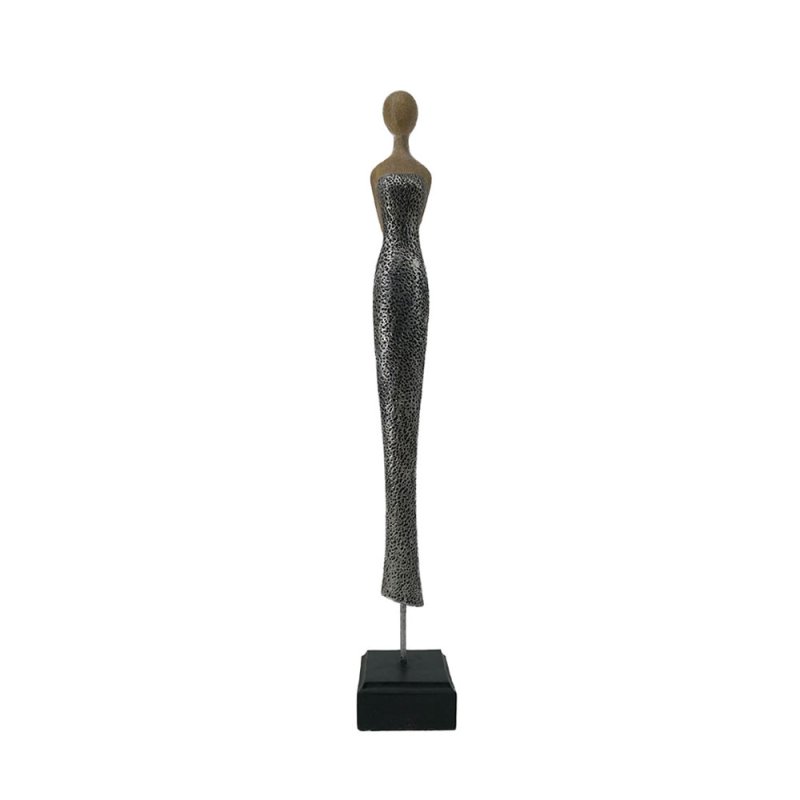 ACCUEIL 2 DECO ΦΙΓΟΥΡΑ POLYRESIN ΜΠΕΖ ΑΣΗΜΙ ΜΑΥΡΟ 6,8x6,5xH45,8cm