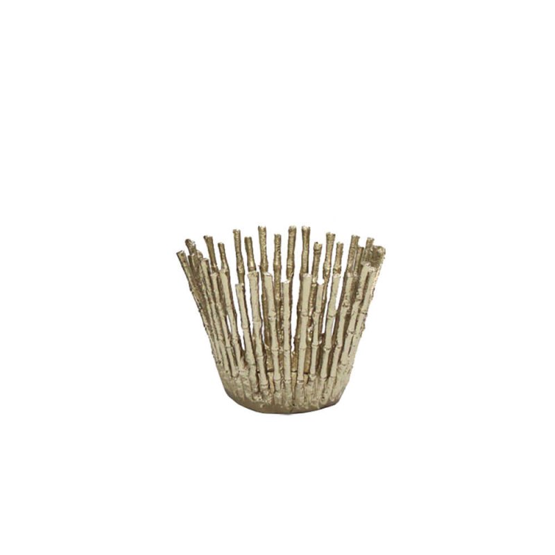 REED 16 ΒΑΖΟ ΑΛΟΥΜΙΝΙΟ ΧΡΥΣΟ ANTIQUE D21cmxH16cm