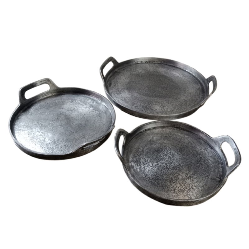 BATU ΔΙΣΚΟΣ SET 3ΤΜΧ ΑΛΟΥΜΙΝΙΟ ΑΣΗΜΙ ΑΝΤΙΚΕ 35x35xH5cm