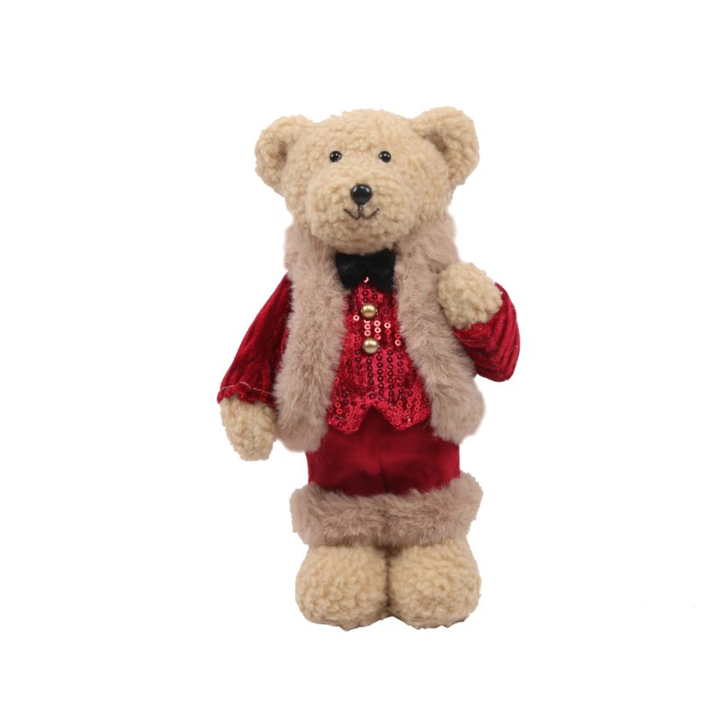 XMAS SPECTRUM BOY ΑΡΚΟΥΔΑ POLYFOAM ΥΦΑΣΜΑ ΚΟΚΚΙΝΟ ΜΠΕΖ 14x11xH33cm