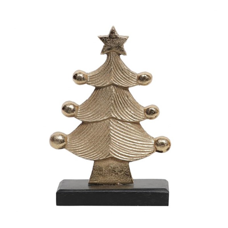 XMAS AVET L ΔΕΝΤΡΟ ΑΛΟΥΜΙΝΙΟ ΞΥΛΟ ΧΡΥΣΟ ΜΑΥΡΟ 16x6xH23cm