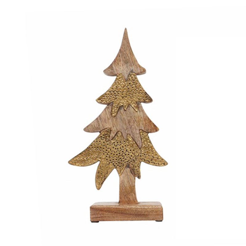 XMAS TANNE L ΔΕΝΤΡΟ ΞΥΛΟ MANGO ΧΡΥΣΟ ΦΥΣΙΚΟ 16x6xH32cm