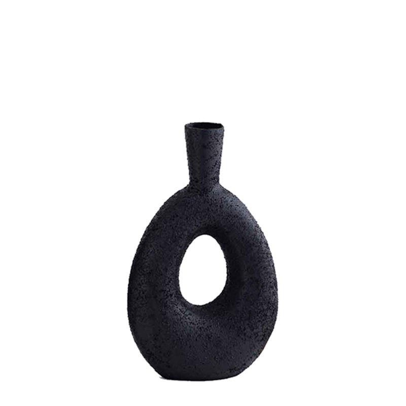 GRIZIO ΒΑΖΟ ΒΑΖΟ ΑΛΟΥΜΙΝΙΟ ΜΑΥΡΟ TEXTURED 16,5x7xH28cm