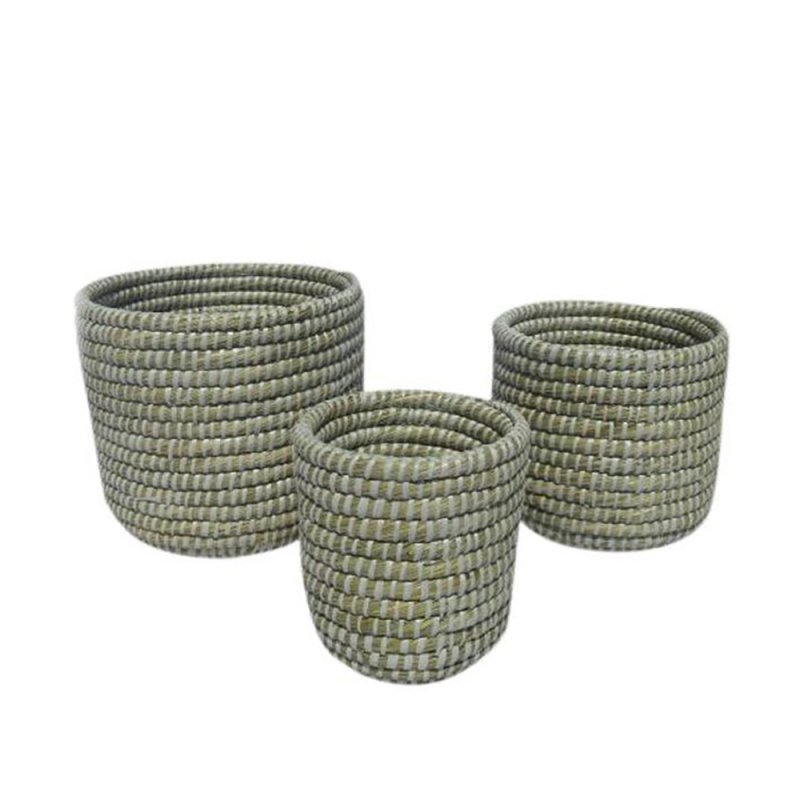 NILE ΚΑΣΠΩ SET 3ΤΜΧ KANSGRASS PVC ΦΥΣΙΚΟ ΛΕΥΚΟ 25x25xH25cm
