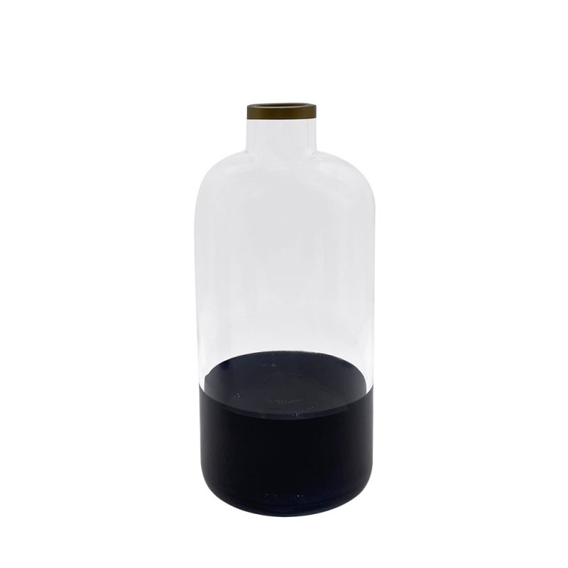 DULMIG ΒΑΖΟ ΓΥΑΛΙ ΔΙΑΦΑΝΟ ΜΑΥΡΟ ΧΡΥΣΟ D12xH25cm