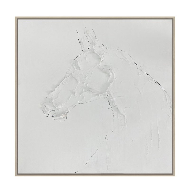 THE GREATE HORSE ΠΙΝΑΚΑΣ ΔΙΑΚΟΣΜΗΣΗΣ ΚΑΜΒΑΣ ΛΕΥΚΟ ΞΥΛΟ ΚΟΡΝΙΖΑ ΦΥΣΙΚΟ 82,6x82,6xH3,8cm