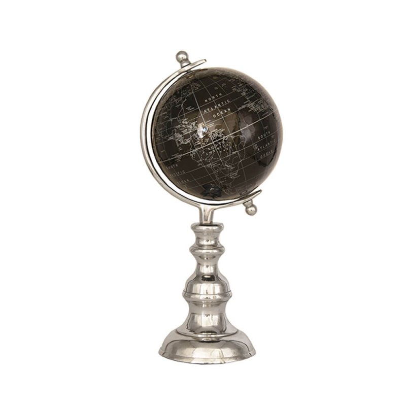 TERRA GLOBE ALUMINIUM PLASTIC SILVER BLACK D15xH38