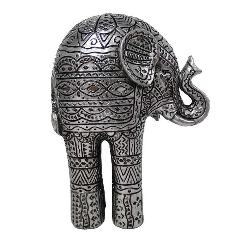 AMBOO 2 DECO ELEPHANT POLYRESIN SILVER 14x8xH19cm