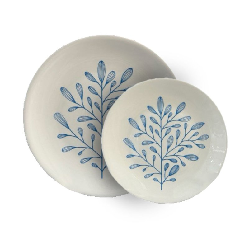 YDRA ΠΙΑΤΟ ΠΑΣΤΑΣ ΣΕΤ 7 ΤΜΧ NEW BONE CHINA ΛΕΥΚΟ ΓΑΛΑΖΙΟ 30x30xH2,5cm
