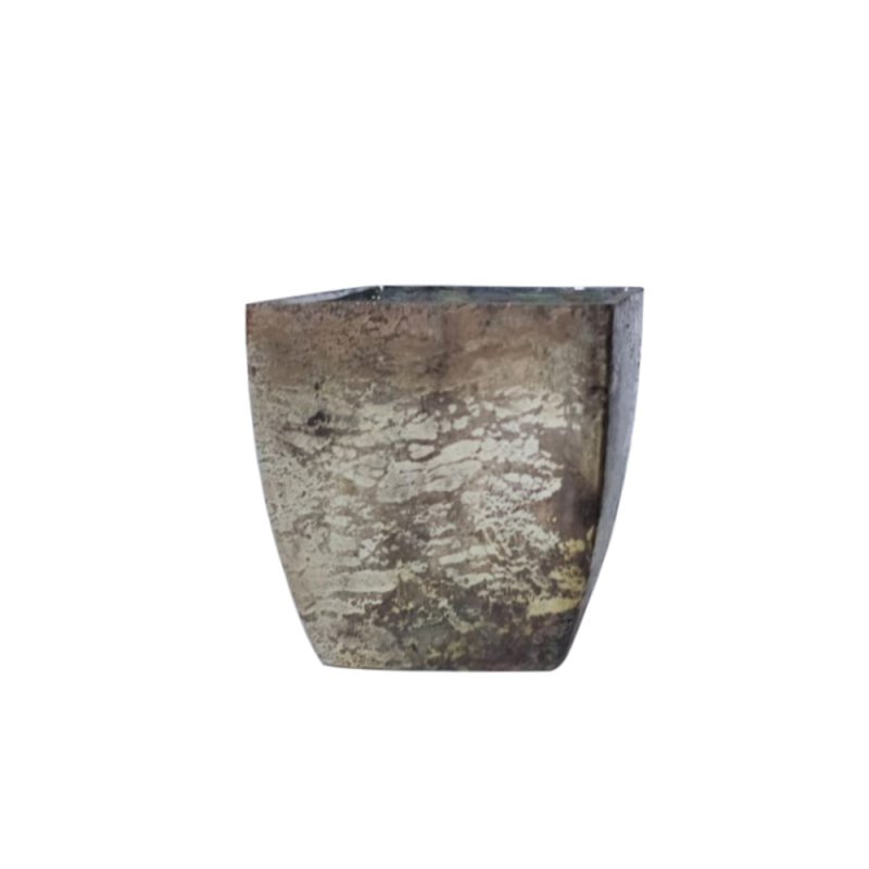 ARZU SQUARE ΒΑΣΗ ΡΕΣΩ ΓΥΑΛΙ ΑΣΗΜΙ ΧΡΥΣΟ 8x8xH8cm