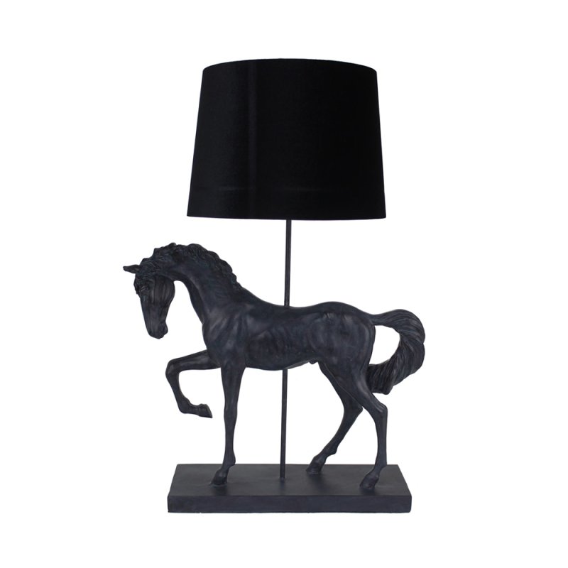 CHEVAL ΦΩΤΙΣΤΙΚΟ ΕΠΙΤΡΑΠΕΖΙΟ POLYRESIN ΥΦΑΣΜΑ ΜΑΥΡΟ 56x35,5xH79cm