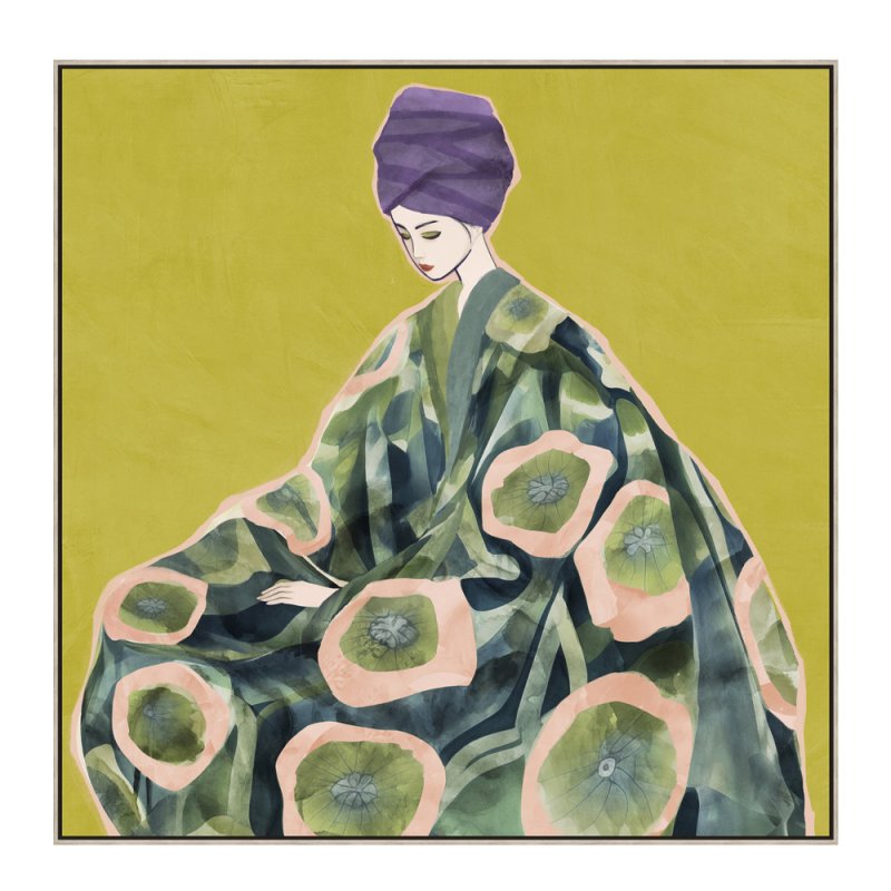 FLORAL LADY ΠΙΝΑΚΑΣ ΔΙΑΚΟΣΜΗΣΗΣ ΚΑΜΒΑΣ ΠΟΛΥΧΡΩΜΟ ΞΥΛΟ ΚΟΡΝΙΖΑ ΦΥΣΙΚΟ 80x80xH5cm