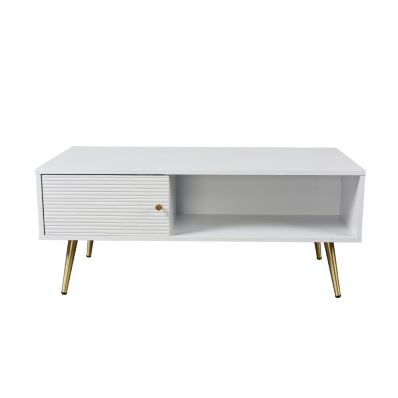 ZIZEL COFFEE TABLE 1ΠΟΡΤΑ ΛΕΥΚΟ ΜΕ PATTERN ΧΡΥΣΟ 100x50xH42cm