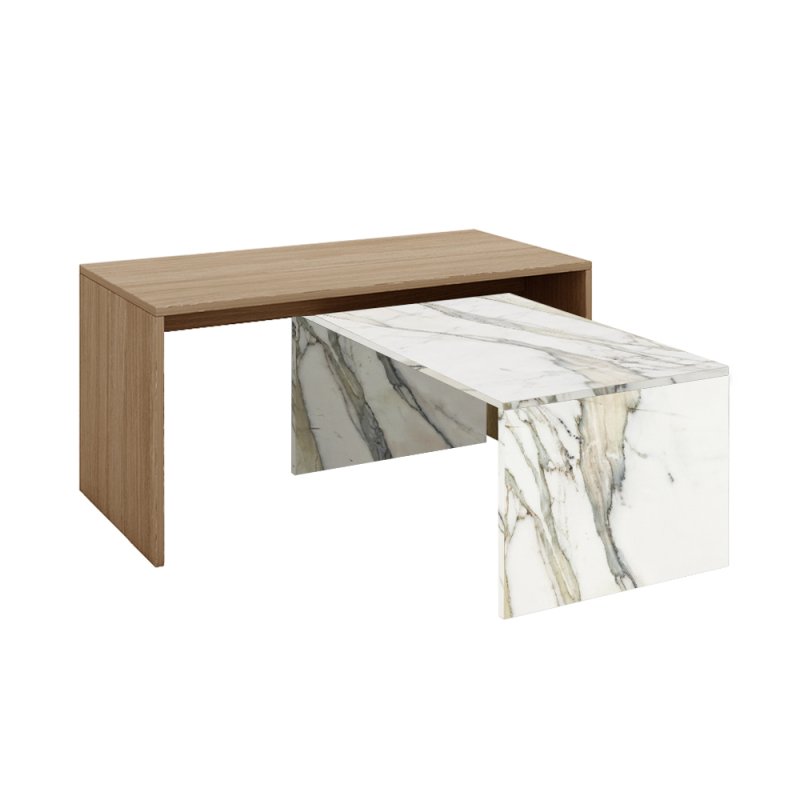 TUNUSIA COFFEE TABLE ARTISAN OAK TUNUSIA ΜΑΡΜΑΡΟ 90x45xH45cm